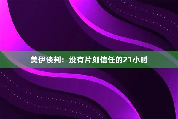 美伊谈判：没有片刻信任的21小时